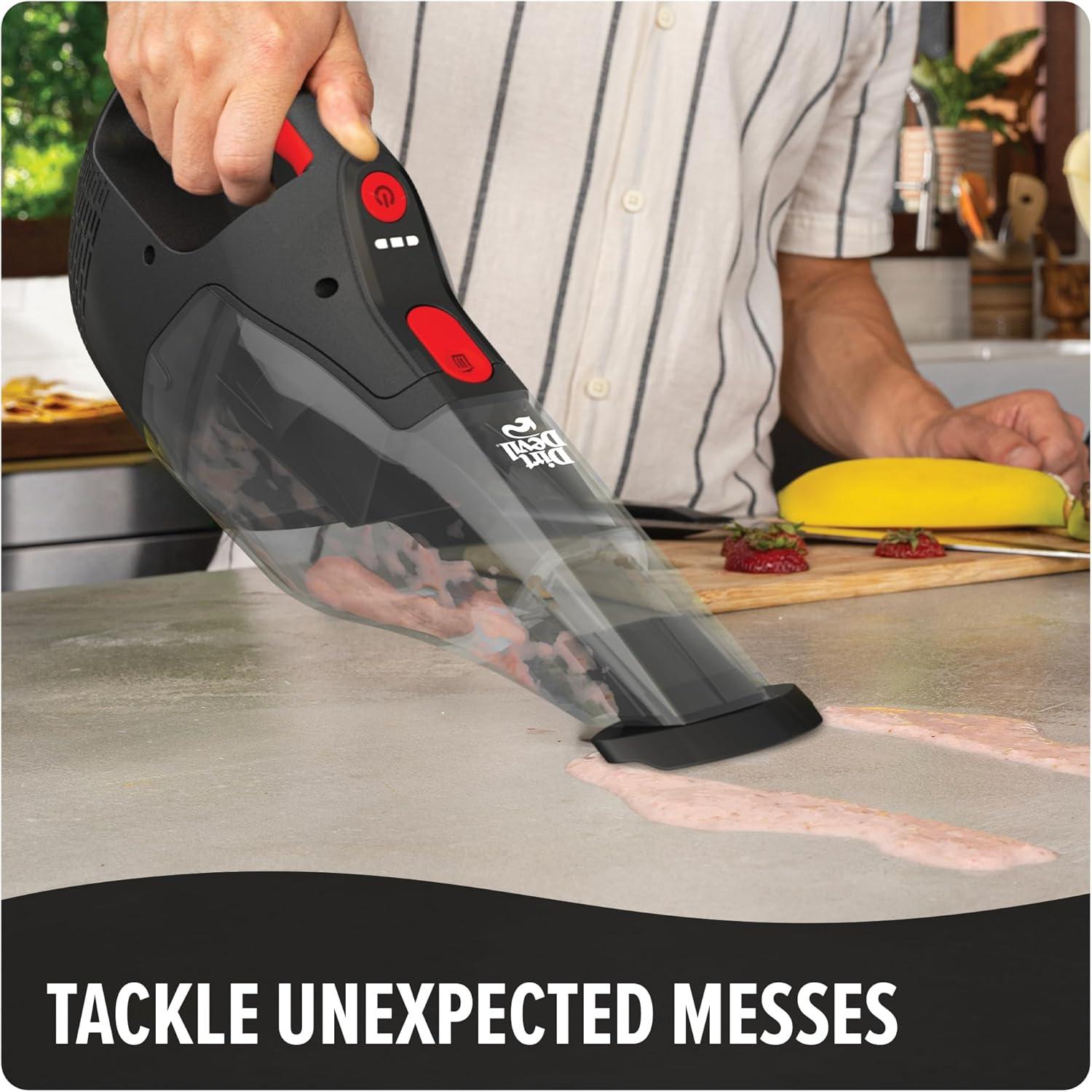 image:imageDirt Devil 16V Cordless Handheld Vacuum Cleaner Powerful Suction Lightweight Hand Vac for Wet and Dry Pickups Includes Crevice Tool and Rechargeable Battery Portable Vacuum Cleaner