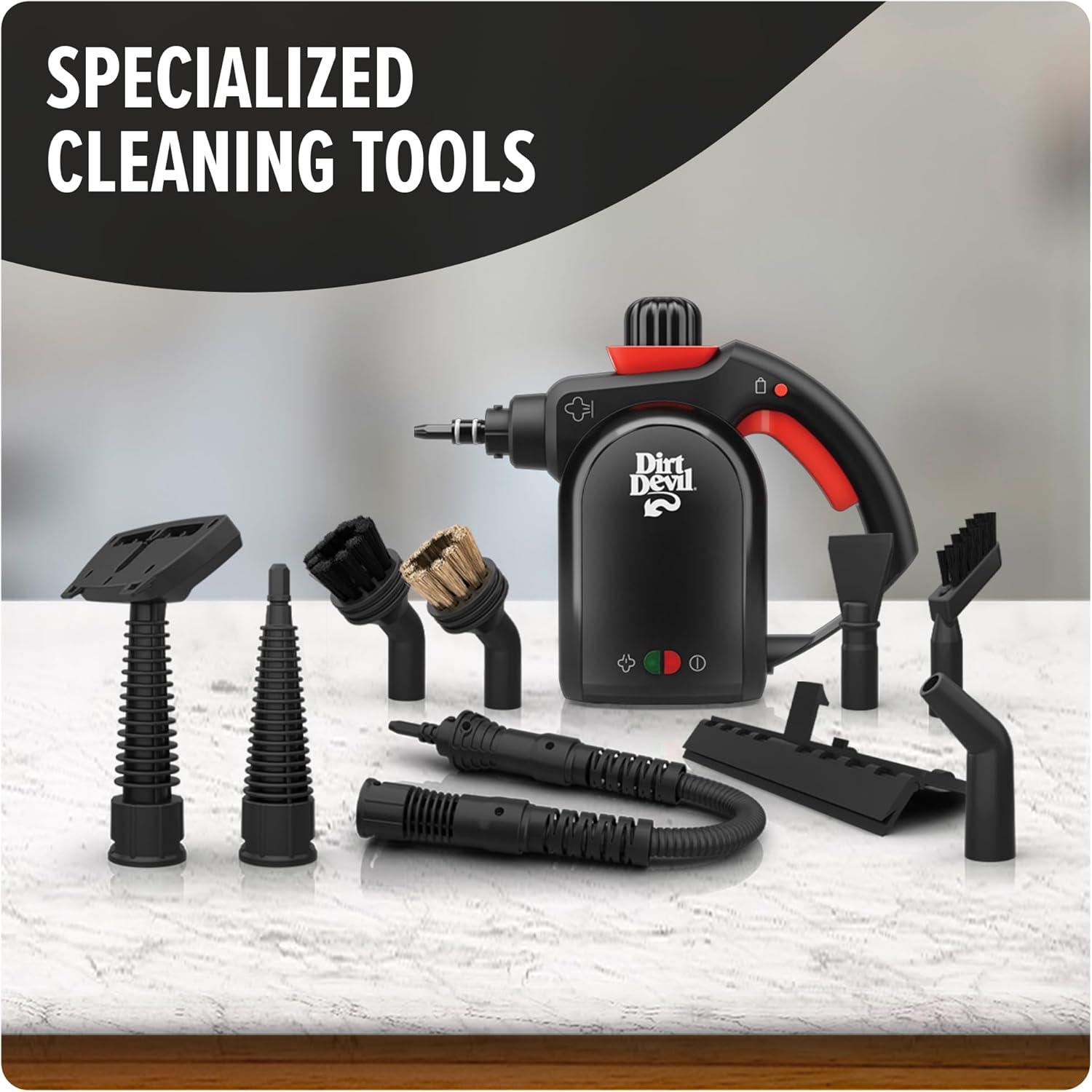 image:imageDirt Devil 7in1 Handheld Steamer Pressurized Steam Cleaner for Home Use XL Water Tank Includes Specialized Cleaning Tools Portable Steam Cleaner for Bathroom Clothes Furniture and More