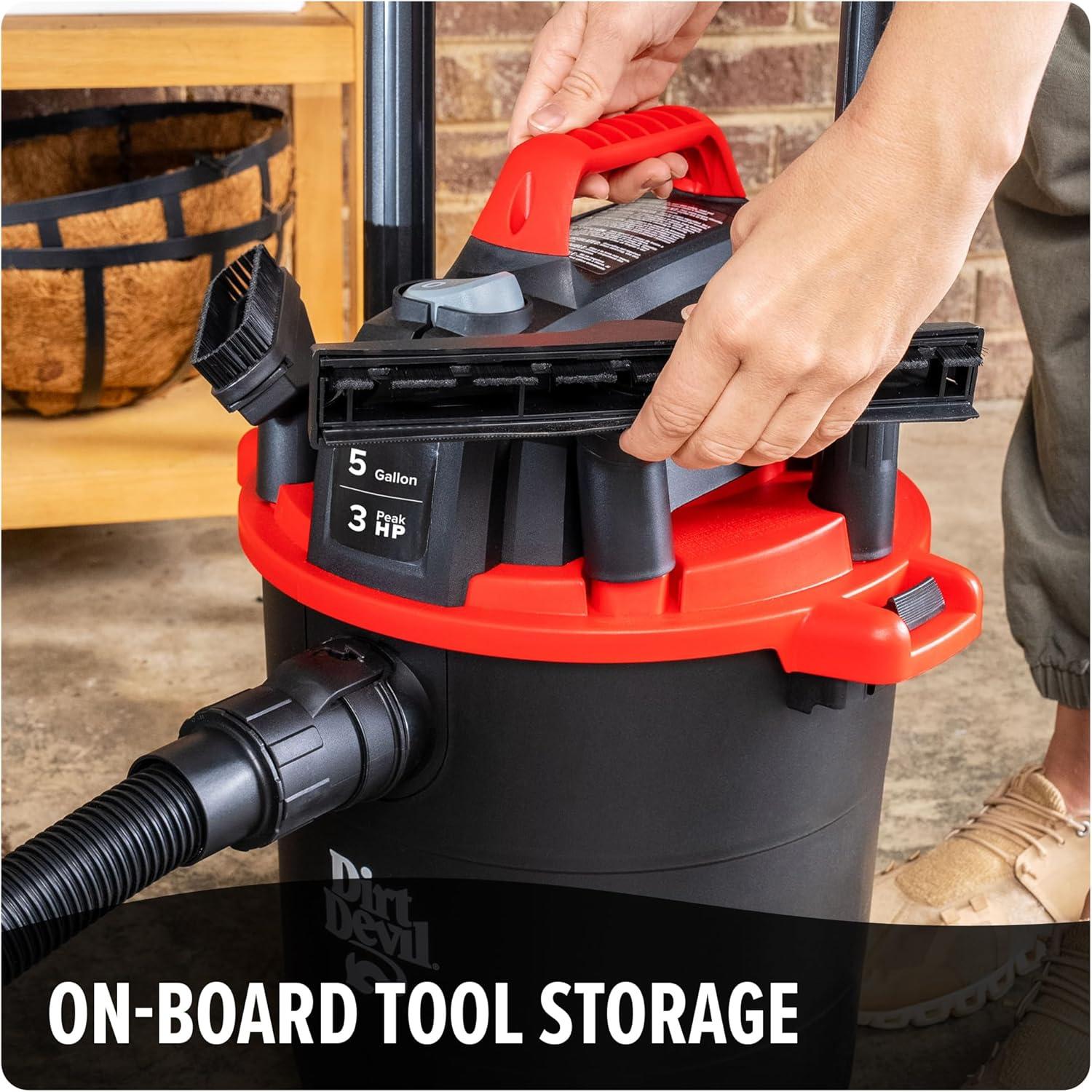 image:imageDirt Devil 8 Gallon Corded Wet Dry Shop Vacuum Portable Heavy Duty Vacuum for Garage Home Workshop or Vehicle Compact Design with Versatile Tools WetDry Shop Vac5Gallon