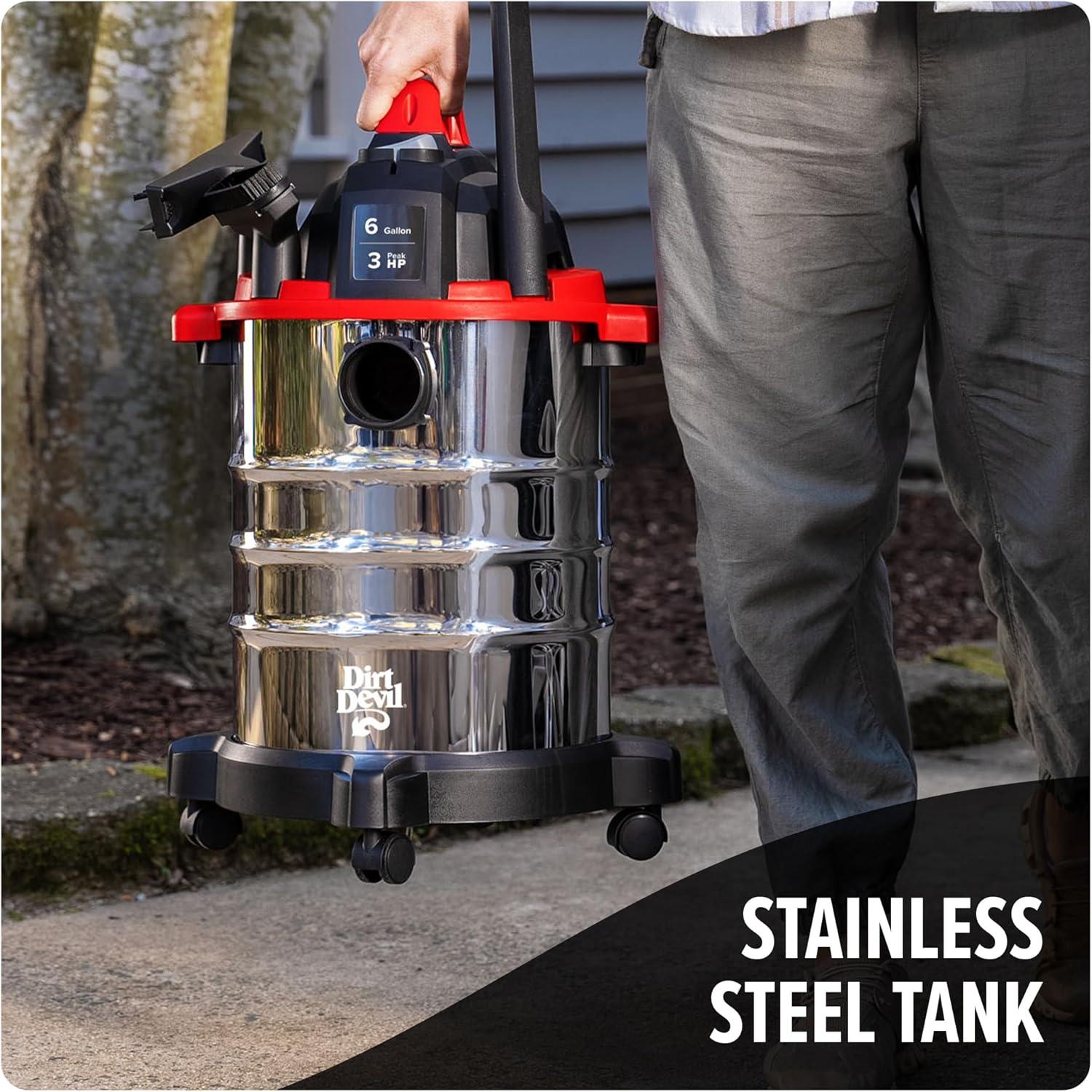 image:imageDirt Devil 8 Gallon Corded Wet Dry Shop Vacuum Portable Heavy Duty Vacuum for Garage Home Workshop or Vehicle Compact Design with Versatile Tools WetDry Shop Vac6Gallon