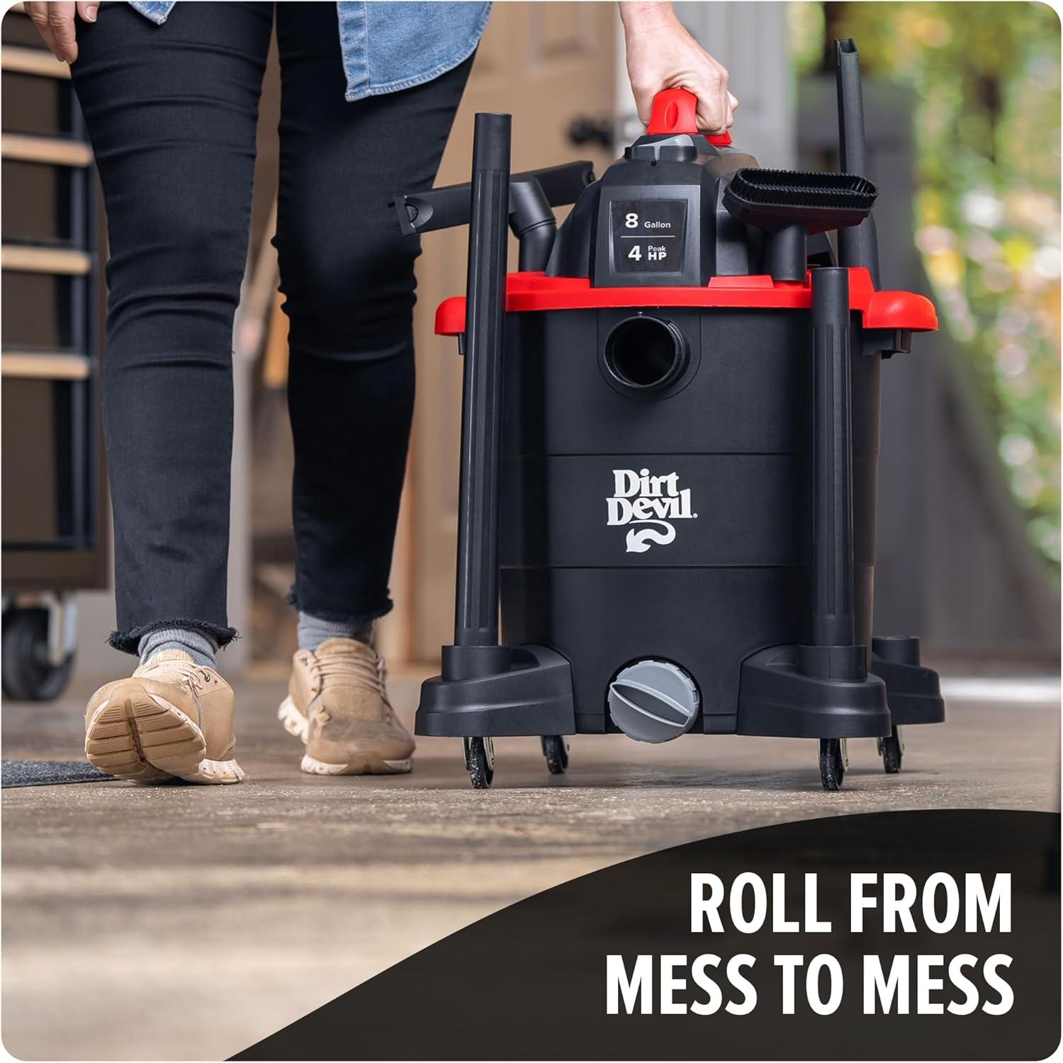 image:imageDirt Devil 8 Gallon Corded Wet Dry Shop Vacuum Portable Heavy Duty Vacuum for Garage Home Workshop or Vehicle Compact Design with Versatile Tools WetDry Shop Vac8Gallon