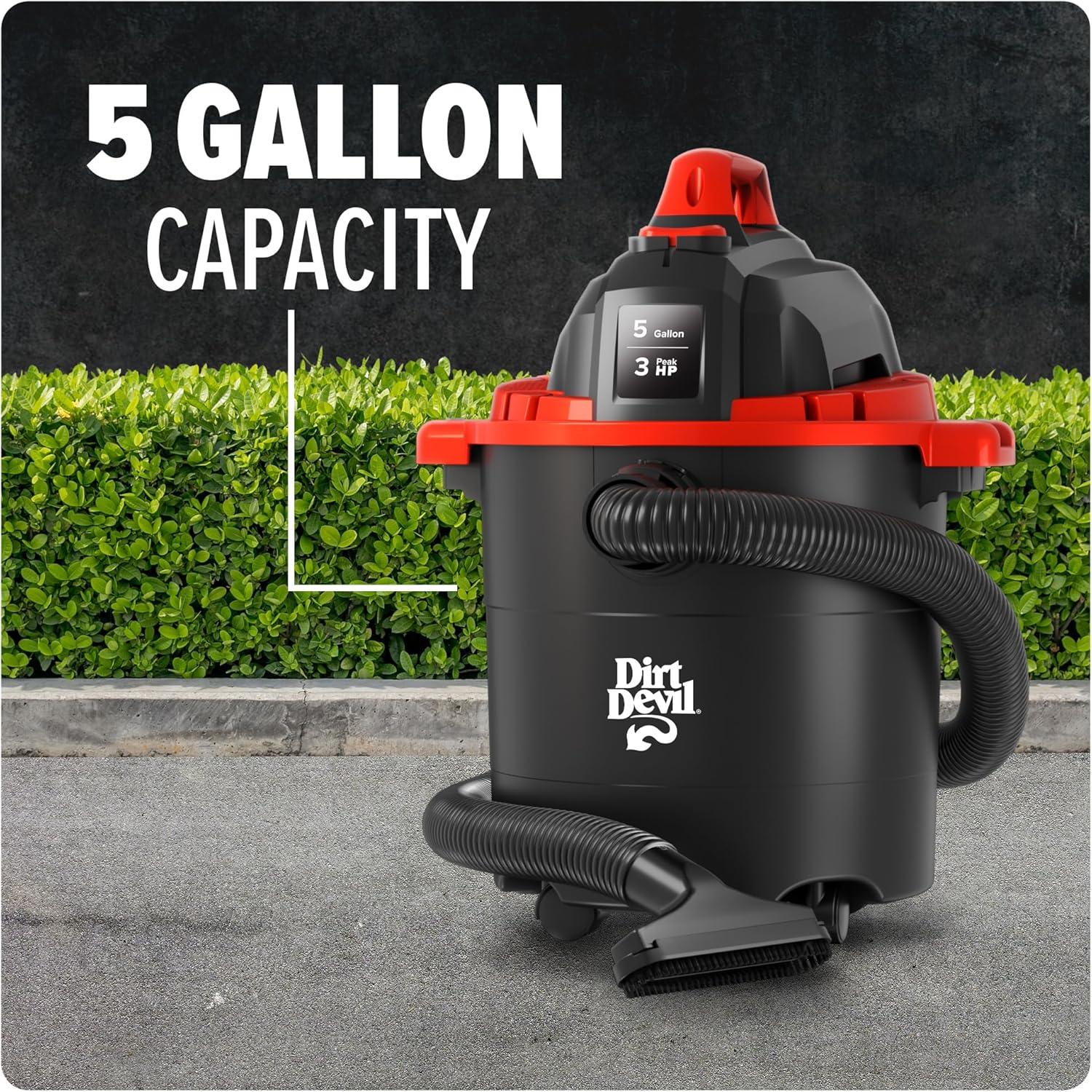image:imageDirt Devil 8 Gallon Corded Wet Dry Shop Vacuum Portable Heavy Duty Vacuum for Garage Home Workshop or Vehicle Compact Design with Versatile Tools WetDry Shop Vac5Gallon