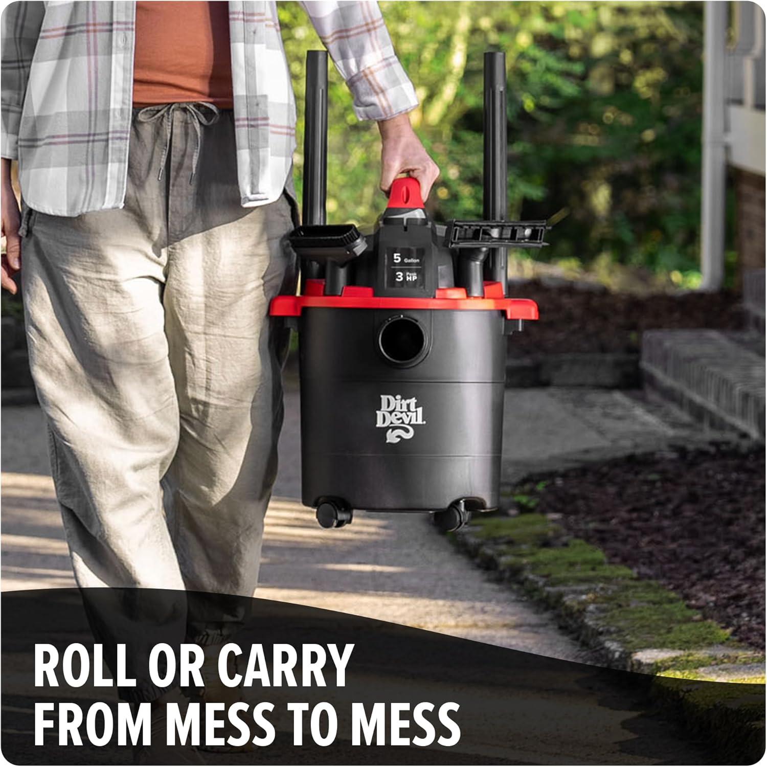 image:imageDirt Devil 8 Gallon Corded Wet Dry Shop Vacuum Portable Heavy Duty Vacuum for Garage Home Workshop or Vehicle Compact Design with Versatile Tools WetDry Shop Vac5Gallon