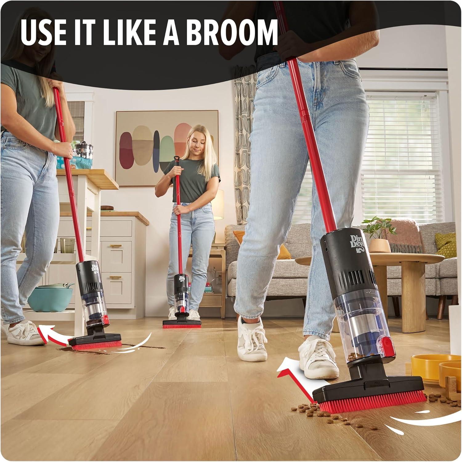 image:imageDirt Devil Broom Vac Cordless Hard Floor Cleaner Lightweight Bagless Rechargeable Clean Every Corner Nook Cranny and Edge Cordless Vacuum Cleaners for Home Use