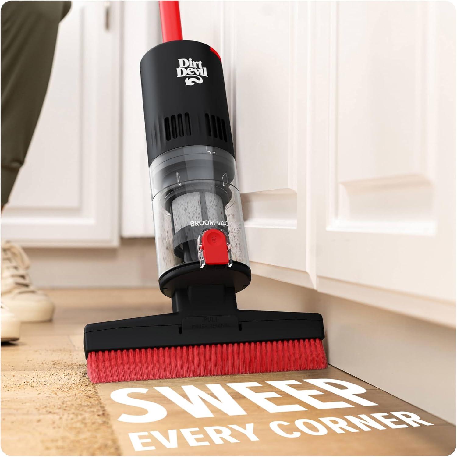 image:imageDirt Devil Broom Vac Cordless Hard Floor Cleaner Lightweight Bagless Rechargeable Clean Every Corner Nook Cranny and Edge Cordless Vacuum Cleaners for Home Use