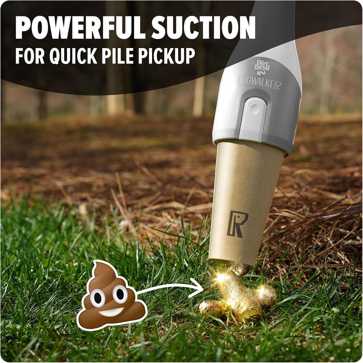 image:imageDirt Devil Dogwalker Pet Waste Vacuum Portable Handheld Vacuum NoContact Poop Scooper for Dogs Ideal for Dogs up to 50 Pounds Dog Poop Scooper for Yard Cleanup and Walks