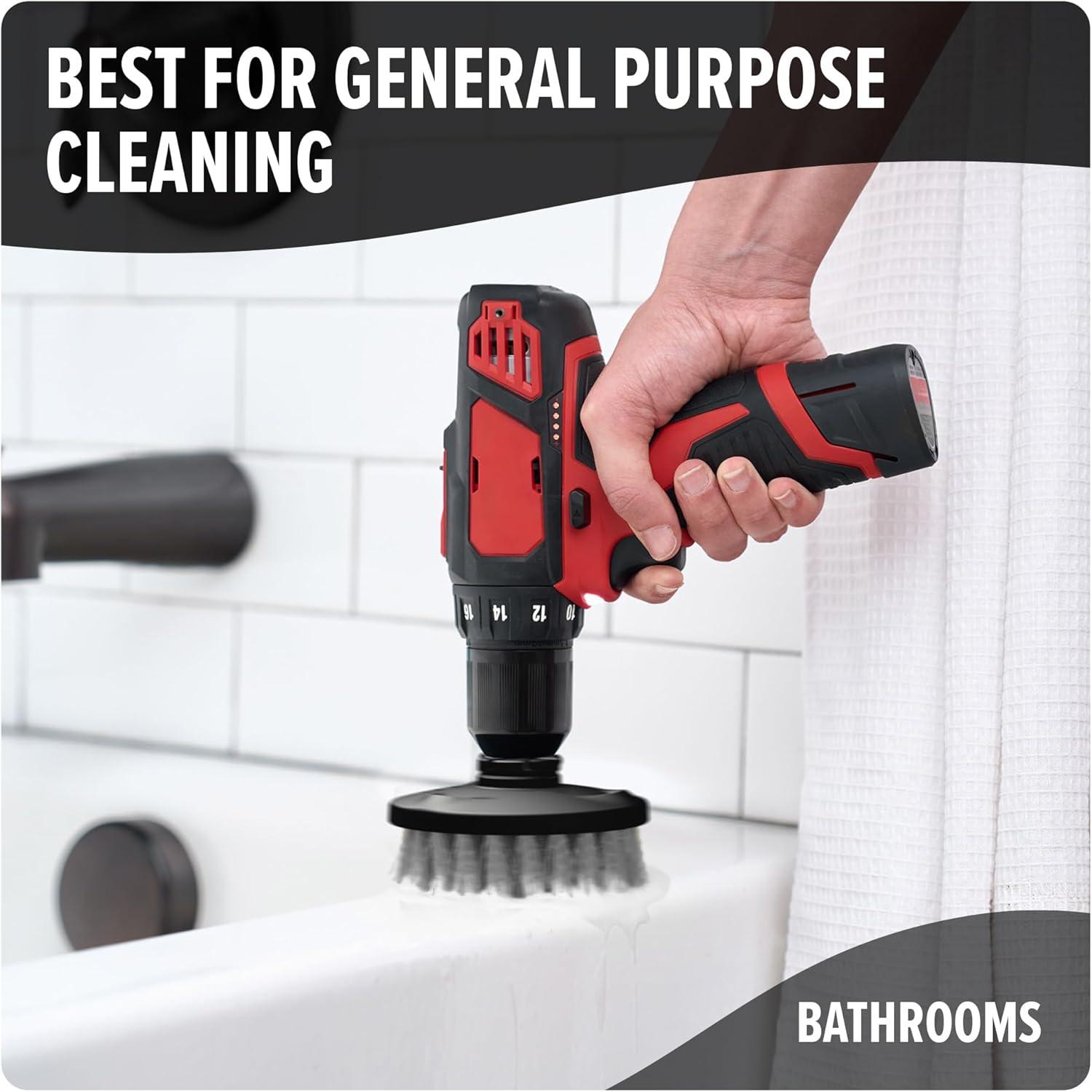 image:imageDirt Devil Handheld Pommel Scrubbing Brush 35 Includes Medium Bristle Head Comfortable Ergonomic Grip Interchangeable Brushes Ideal for General Purpose CleaningMedium Bristle Brush