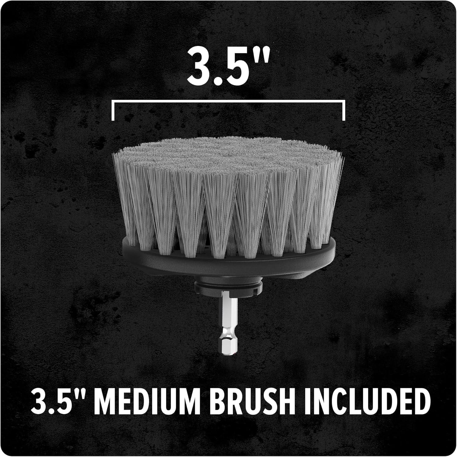 image:imageDirt Devil Handheld Pommel Scrubbing Brush 35 Includes Medium Bristle Head Comfortable Ergonomic Grip Interchangeable Brushes Ideal for General Purpose CleaningHandheld Scrubber