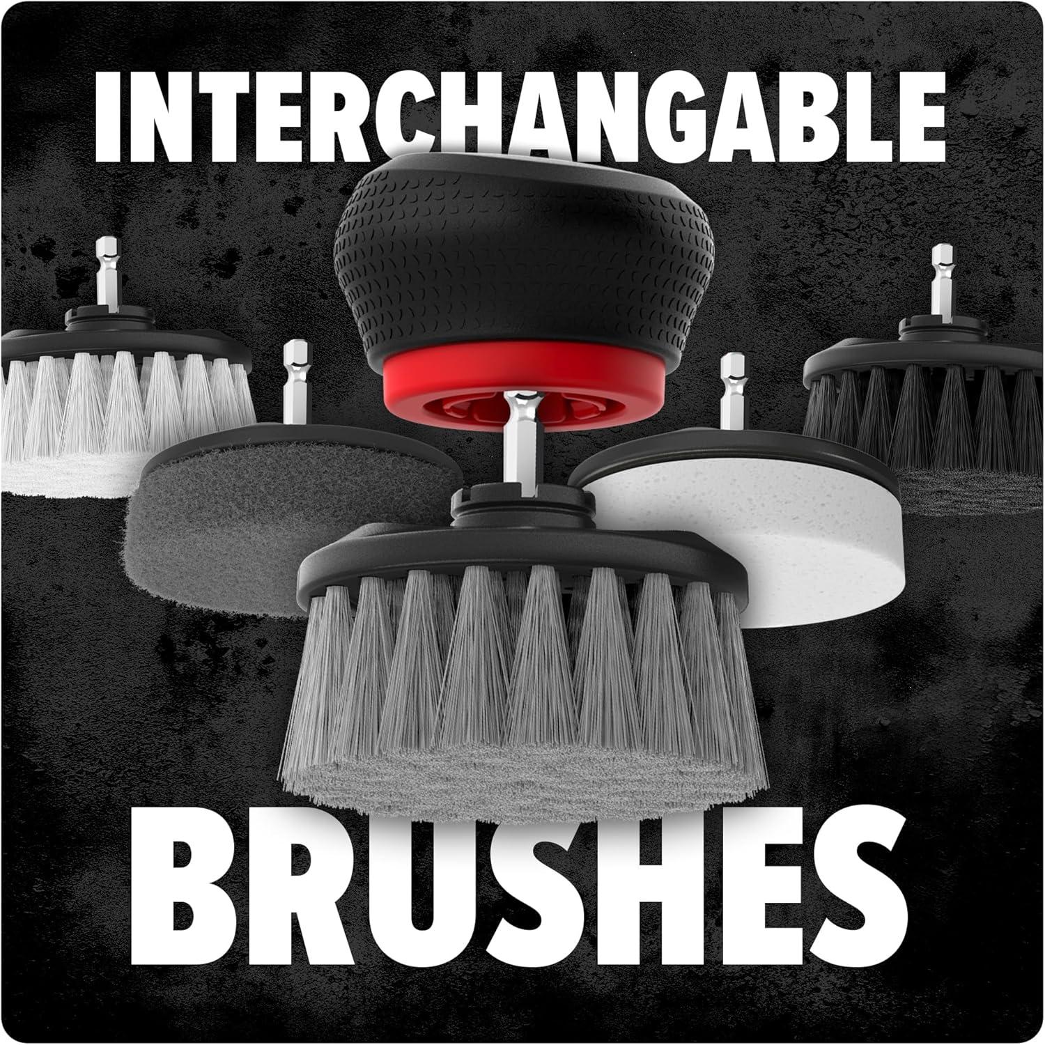 image:imageDirt Devil Handheld Pommel Scrubbing Brush 35 Includes Medium Bristle Head Comfortable Ergonomic Grip Interchangeable Brushes Ideal for General Purpose CleaningHandheld Scrubber