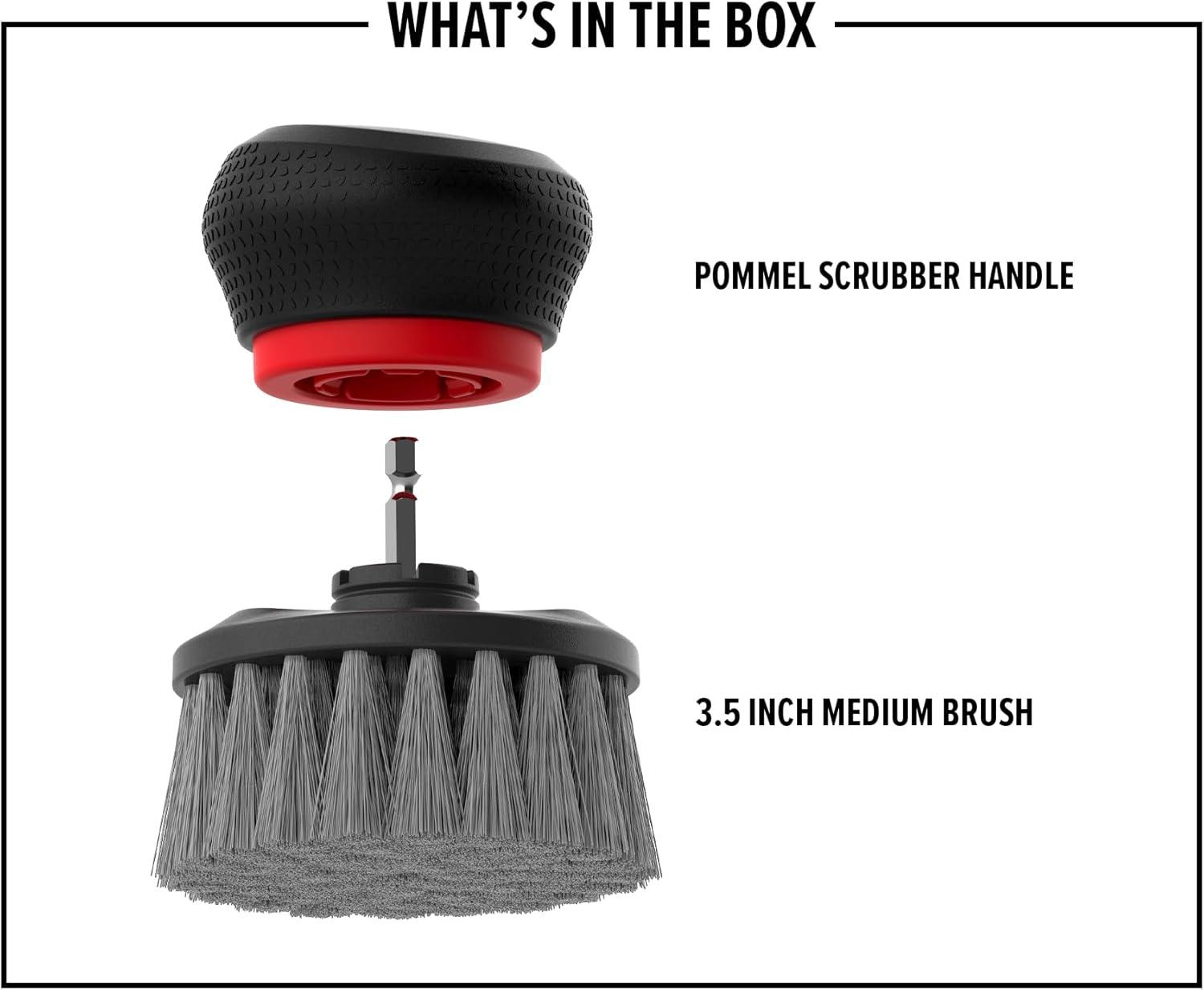 image:imageDirt Devil Handheld Pommel Scrubbing Brush 35 Includes Medium Bristle Head Comfortable Ergonomic Grip Interchangeable Brushes Ideal for General Purpose CleaningHandheld Scrubber