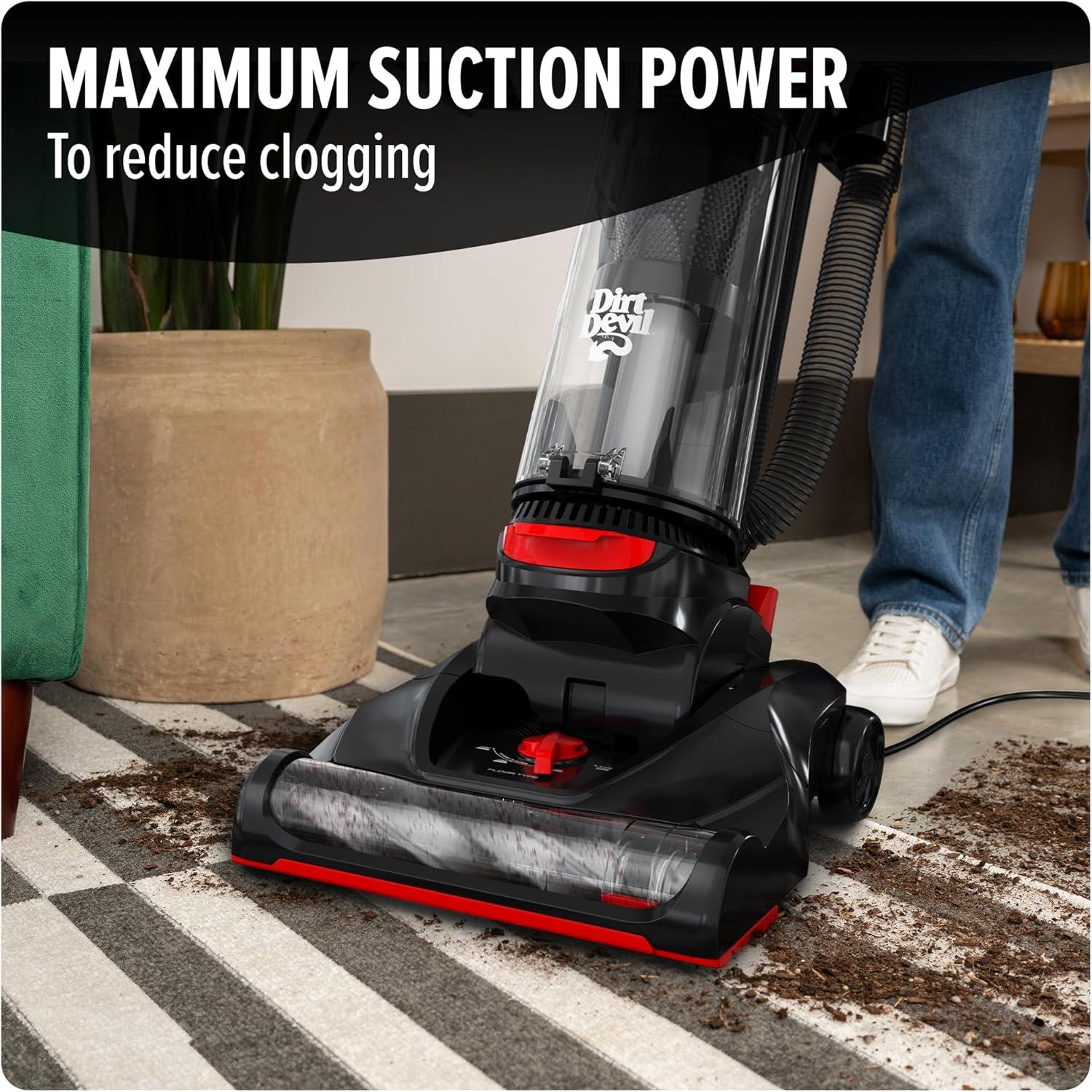 image:imageDirt Devil MultiSurface Upright Bagless Vacuum Cleaner for Carpet and Hard Floor Powerful Lightweight Corded Vacuum Cleaners for Home Use RedMultiSurface Total Pet