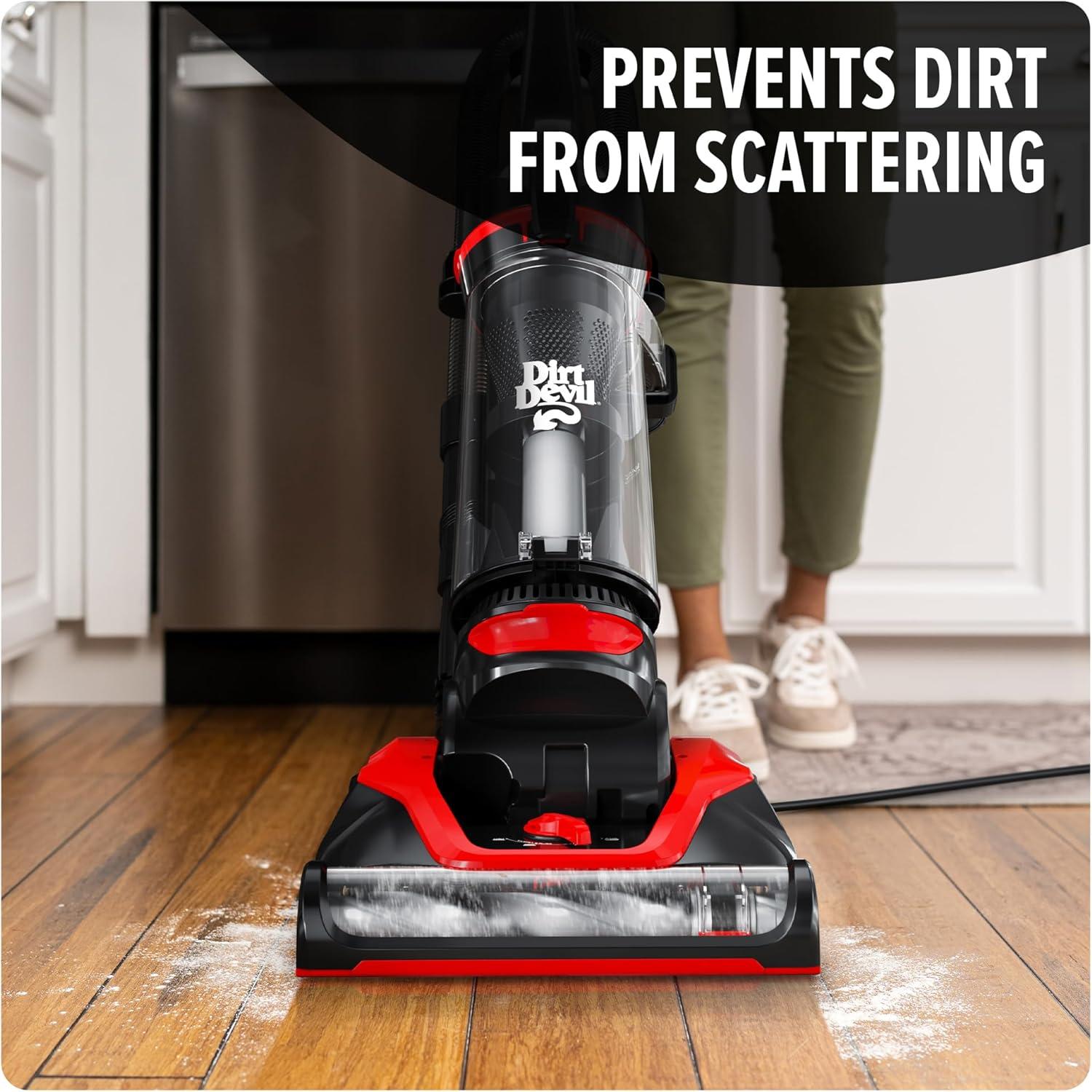 image:imageDirt Devil MultiSurface Upright Bagless Vacuum Cleaner for Carpet and Hard Floor Powerful Lightweight Corded Vacuum Cleaners for Home Use RedMultiSurface Extended Reach