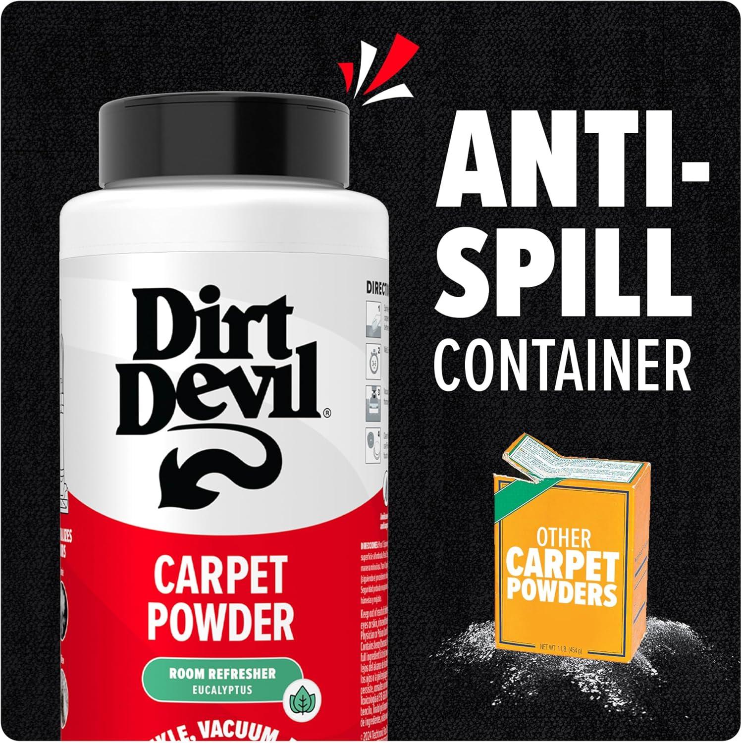 image:imageDirt Devil Pet Carpet Powder 32 oz Room Refresher and Pet Odor Eliminator Tropical Wind Scent Vacuum Cleaner Safe For Use on Carpets Rugs Upholstery and More Carpet Freshener Powder for HomeEucalyptus