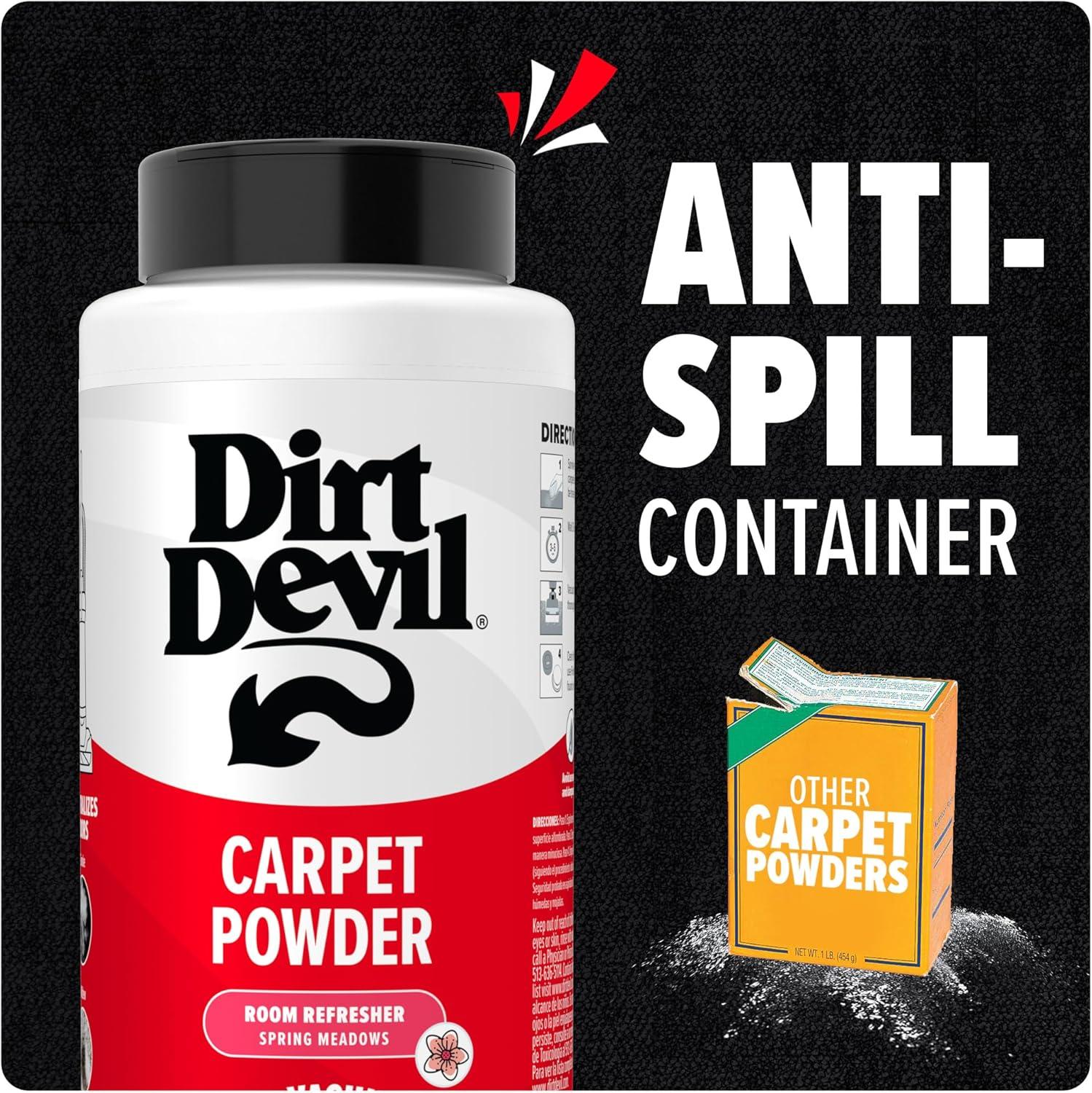 image:imageDirt Devil Pet Carpet Powder 32 oz Room Refresher and Pet Odor Eliminator Tropical Wind Scent Vacuum Cleaner Safe For Use on Carpets Rugs Upholstery and More Carpet Freshener Powder for HomeSpring Meadows