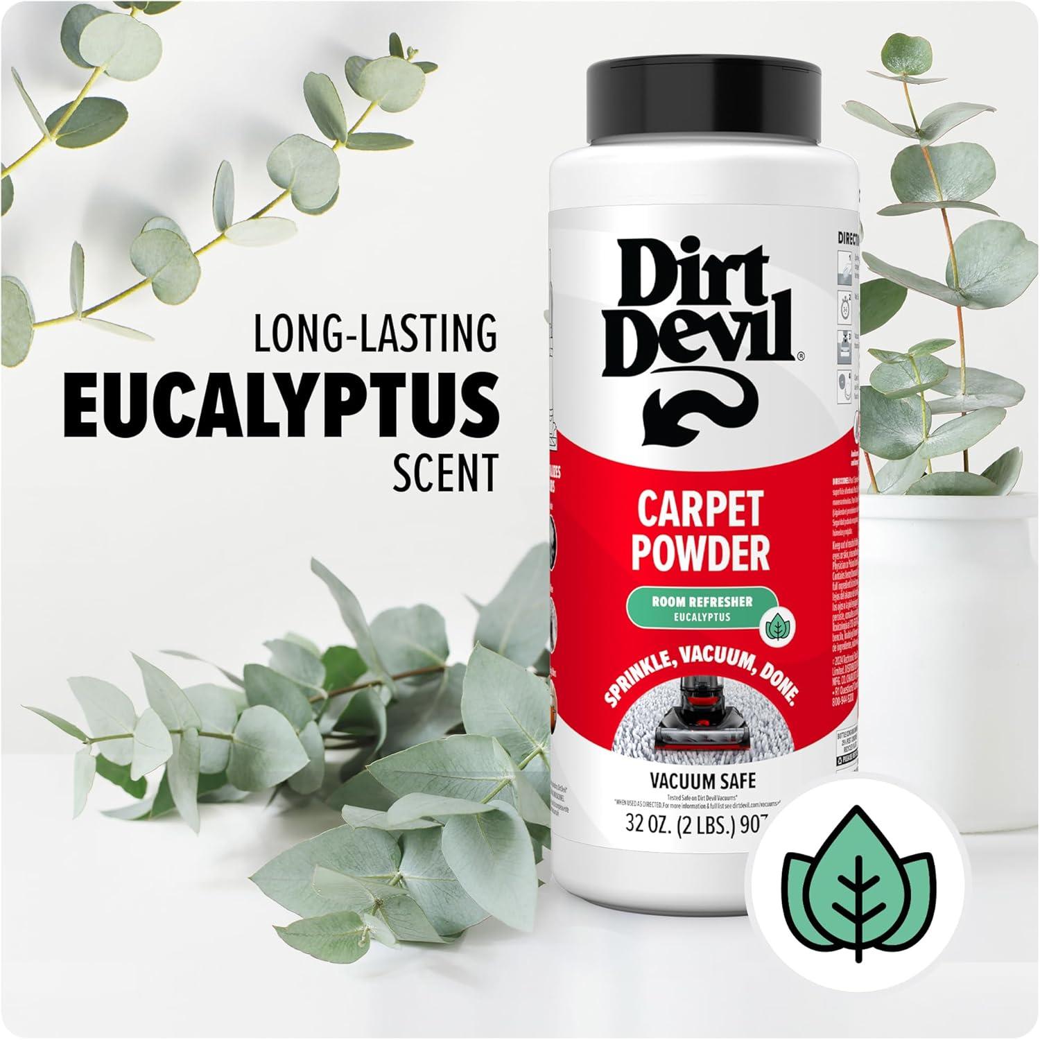 image:imageDirt Devil Pet Carpet Powder 32 oz Room Refresher and Pet Odor Eliminator Tropical Wind Scent Vacuum Cleaner Safe For Use on Carpets Rugs Upholstery and More Carpet Freshener Powder for HomeEucalyptus