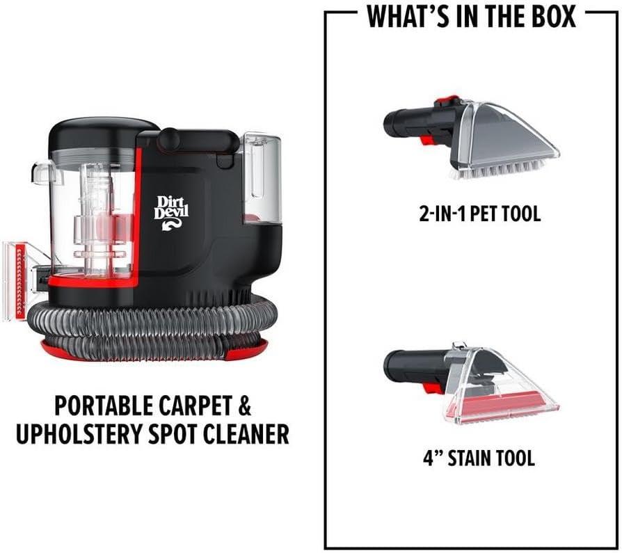 image:imageDirt Devil Portable Spot Cleaner Machine for Carpet and Upholstery Powerful Suction Spot Cleaning Machine with Versatile Tools Pair with Dirt Devil Portable Cleaner SolutionPortable Spot