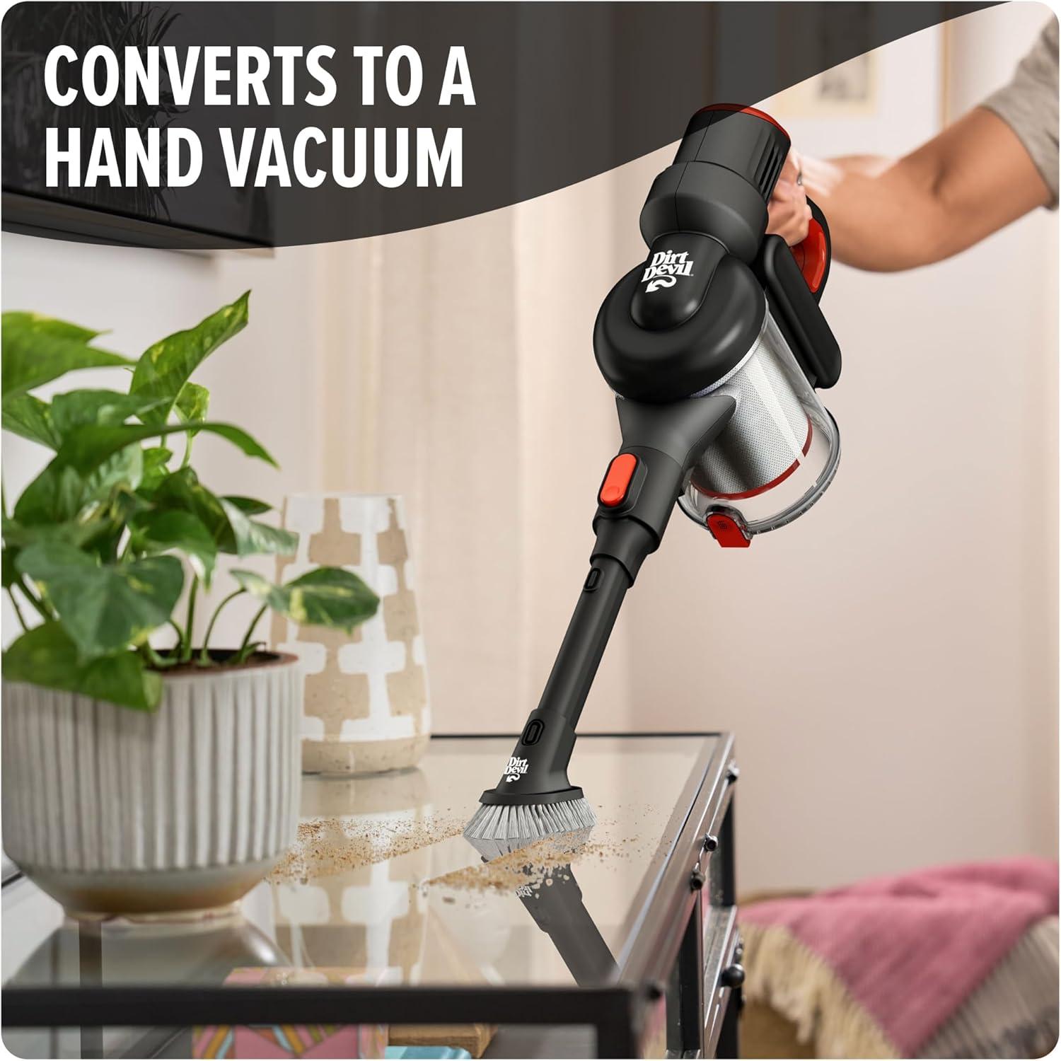 image:imageDirt Devil SelfStanding Cordless Stick Vacuum Cleaner with Included Tools for Carpet and Hard Floors Lightweight Design Powerful Suction LED Headlights BD57000V BlackStanding Stick Vac