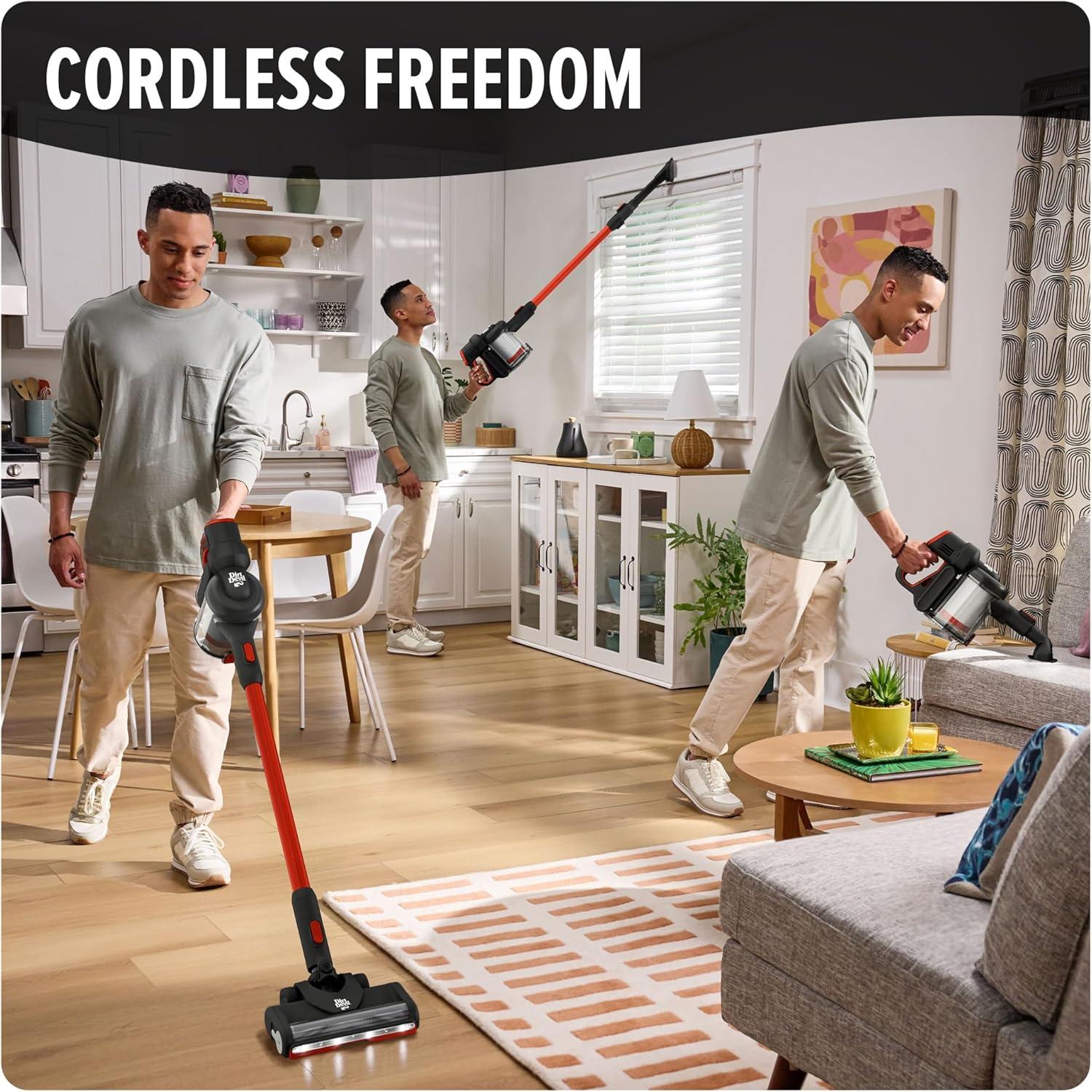 image:imageDirt Devil SelfStanding Cordless Stick Vacuum Cleaner with Included Tools for Carpet and Hard Floors Lightweight Design Powerful Suction LED Headlights BD57000V BlackStanding Stick Vac