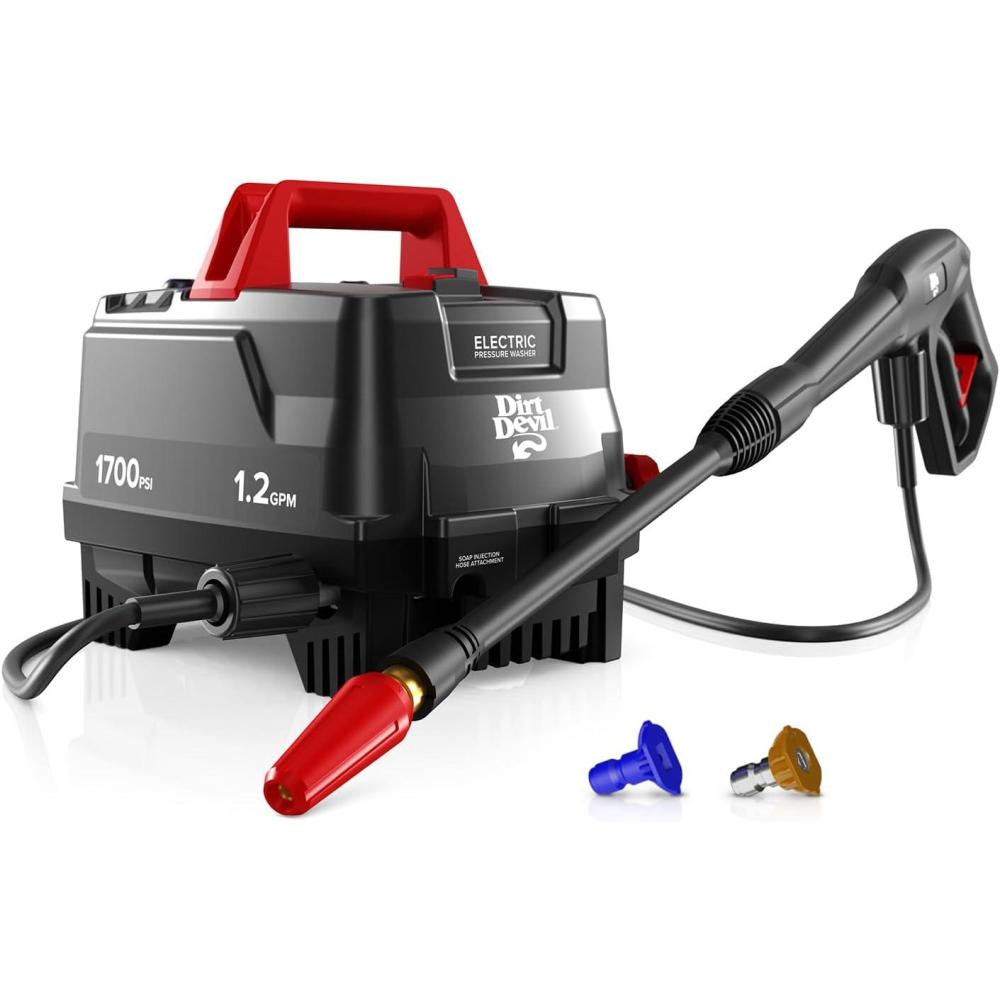 image:imageDirt Devil Electric Pressure Washer 1700 PSI Power Washer with Included Attachments Lightweight and Compact High Pressure Cleaning for Concrete Patios Cars Outdoor Furniture and More