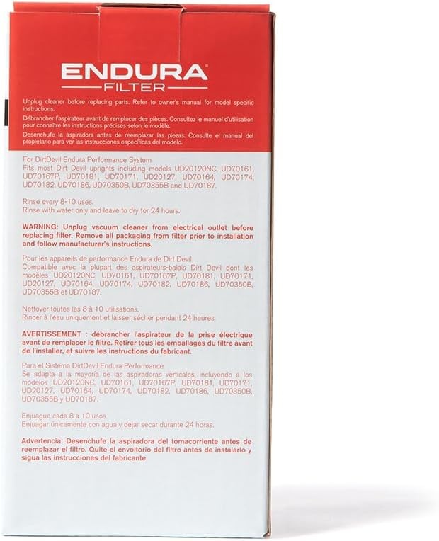 image:imageDirt Devil Vacuum Filter for Endura Upright Vacs Reusable Style F112 Black HighPerformance Filtration Part AD47936 Dirt Devil Vacuum Filters ReplacementFilter Only