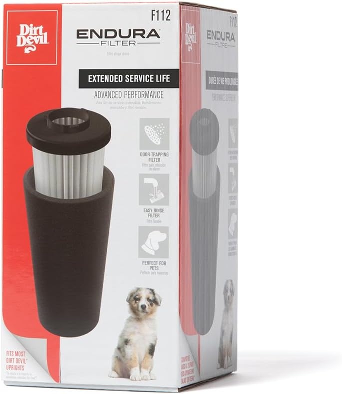 image:imageDirt Devil Vacuum Filter for Endura Upright Vacs Reusable Style F112 Black HighPerformance Filtration Part AD47936 Dirt Devil Vacuum Filters ReplacementFilter Only