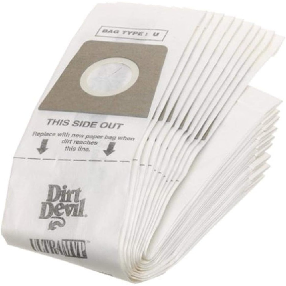 image:imageDirt Devil Vacuum Cleaner Bags for Ultra MVP Magnum MVP and Swivel Glide Vacs Pack of 10 White Type U Part 3920048001 Dirt Devil Vacuum Bags Refill