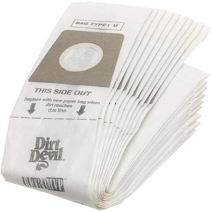 image:imageDirt Devil Vacuum Cleaner Bags for Ultra MVP Magnum MVP and Swivel Glide Vacs Pack of 10 White Type U Part  3920048001 Dirt Devil Vacuum Bags Refill